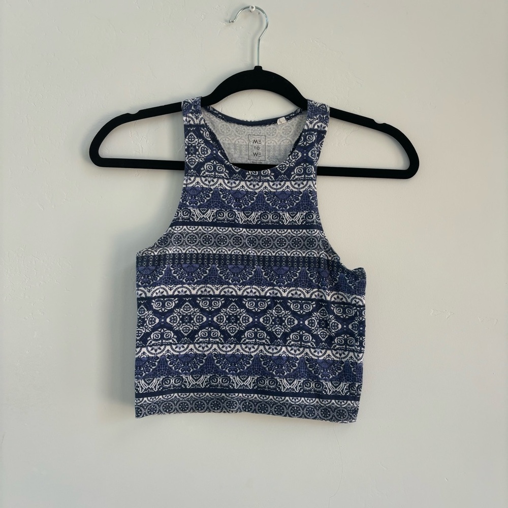 Me to We (Pacsun) Blue Mandala Print Crop Top